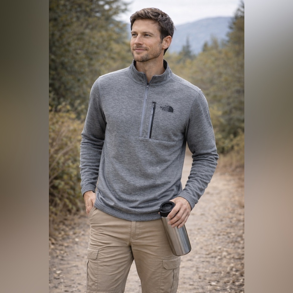 The North Face 1/4 Zip Fleece Pullover Mens M Gray Lightweight Jacket - Picture 12 of 12